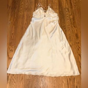 NWT Zara Satin Effect Cut-Out Midi Dress - Cream White - XL